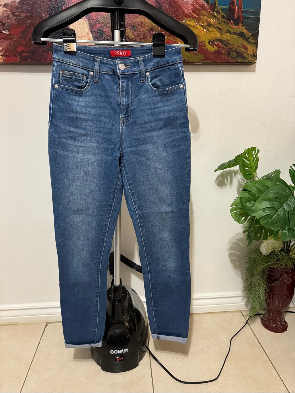 Guess Slim High-Rise Skinny Jeans in Medium Blue Wash